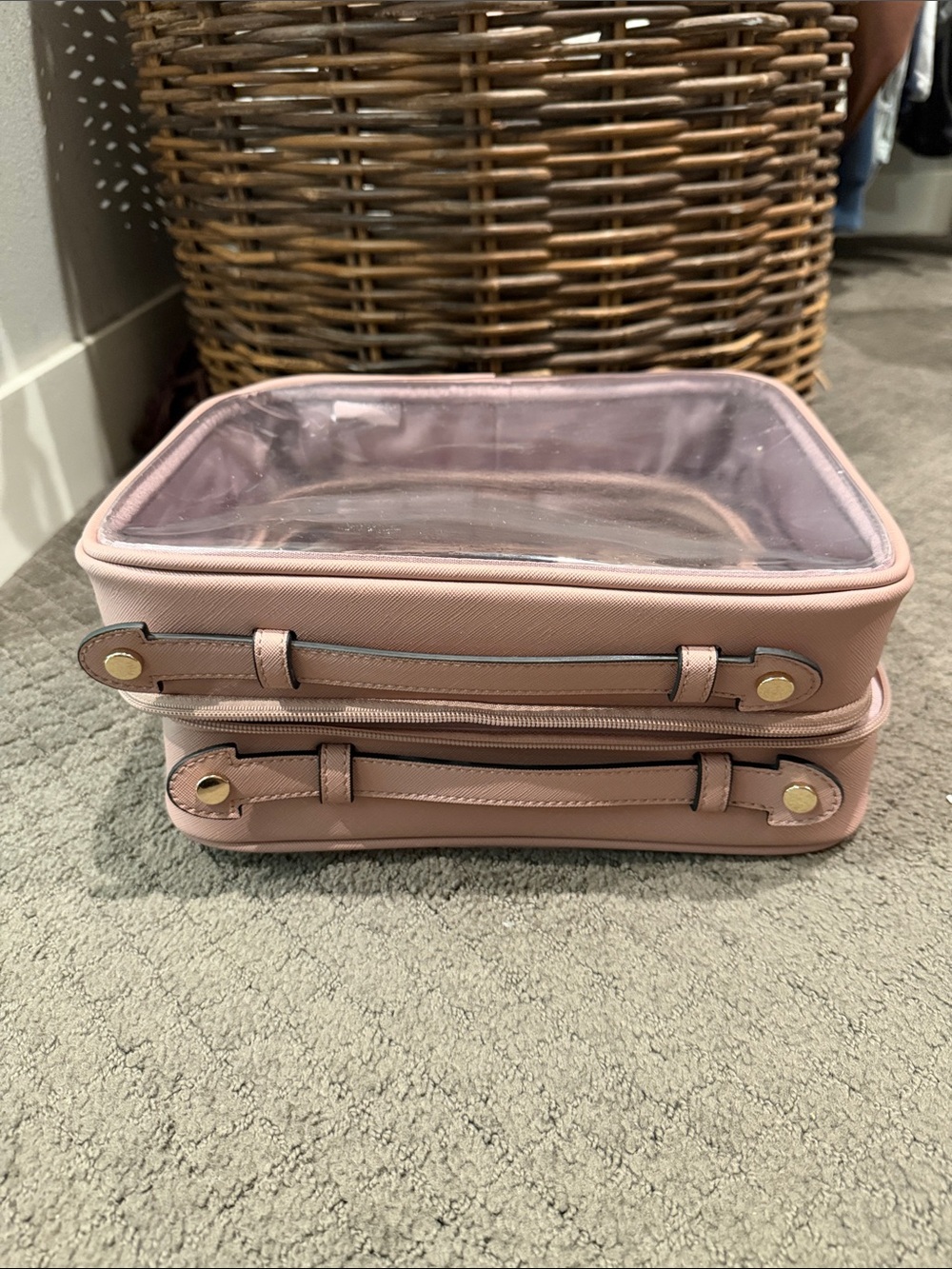 Calpak Blush Pink Clear-Top Travel Organizer Bag LARGE